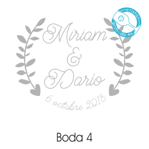 sello boda dibujo laurel corazones